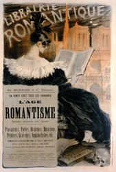 Plakat „Librairie Romantique” reklamujący serię książek o historii romantyzmu, 1887